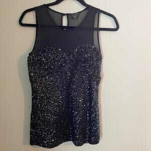 Club Monaco Sequin Silk Sheer Tank Top